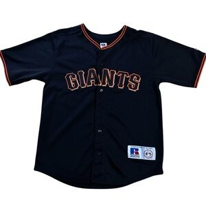 Vintage San Francisco Giants Jersey 14/16 Youth Black MLB Baseball Russell 90s